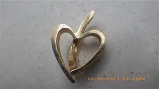 14K Yellow Gold Channel Set Diamond Slide Open Heart Pendant, 7.6g